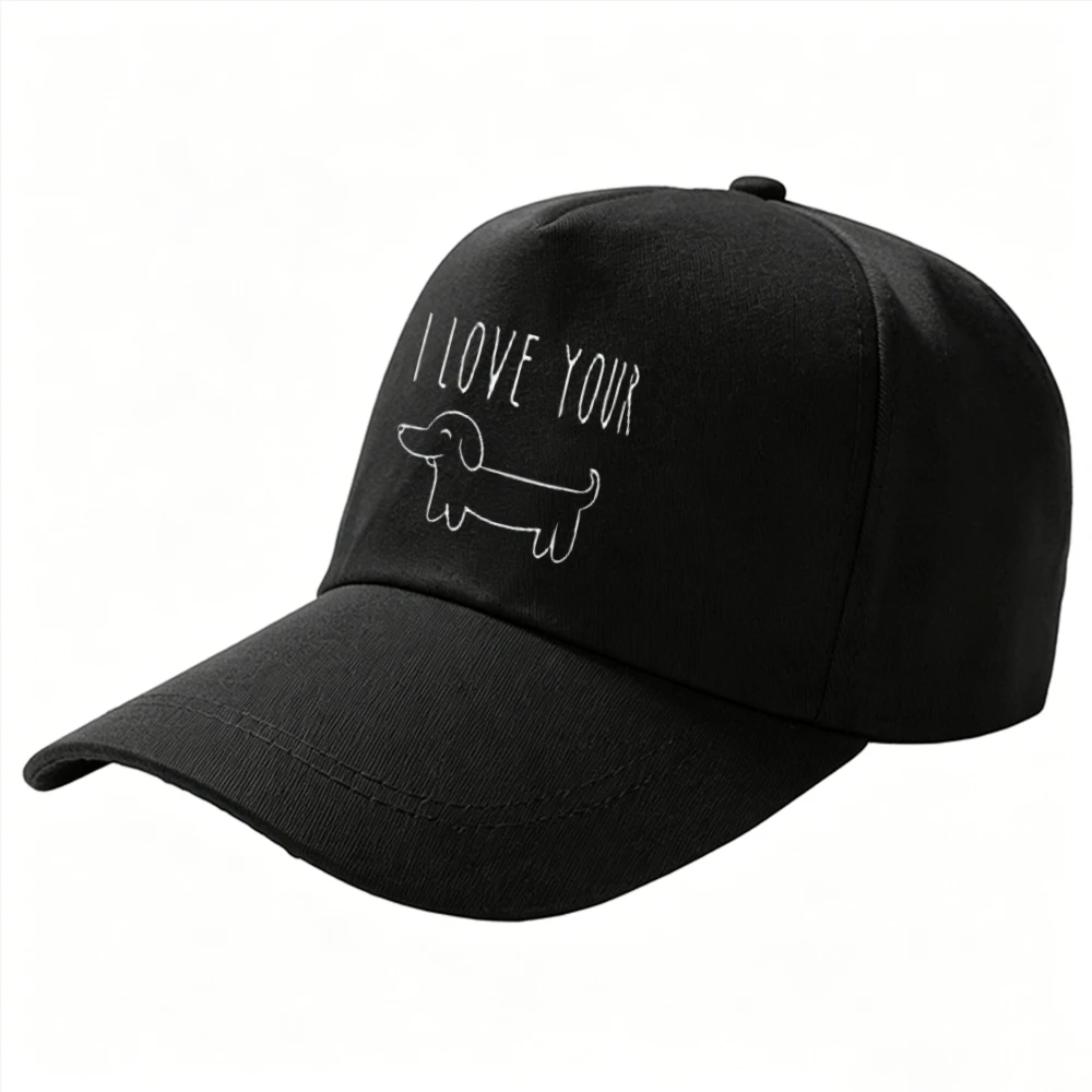 I Love You Dachshund Sausage Dog Line Drawing Baseball Cap Adjustable Pet Dog Lover Unisex Dad Hat Animal Casual Outdoor Sun Hat