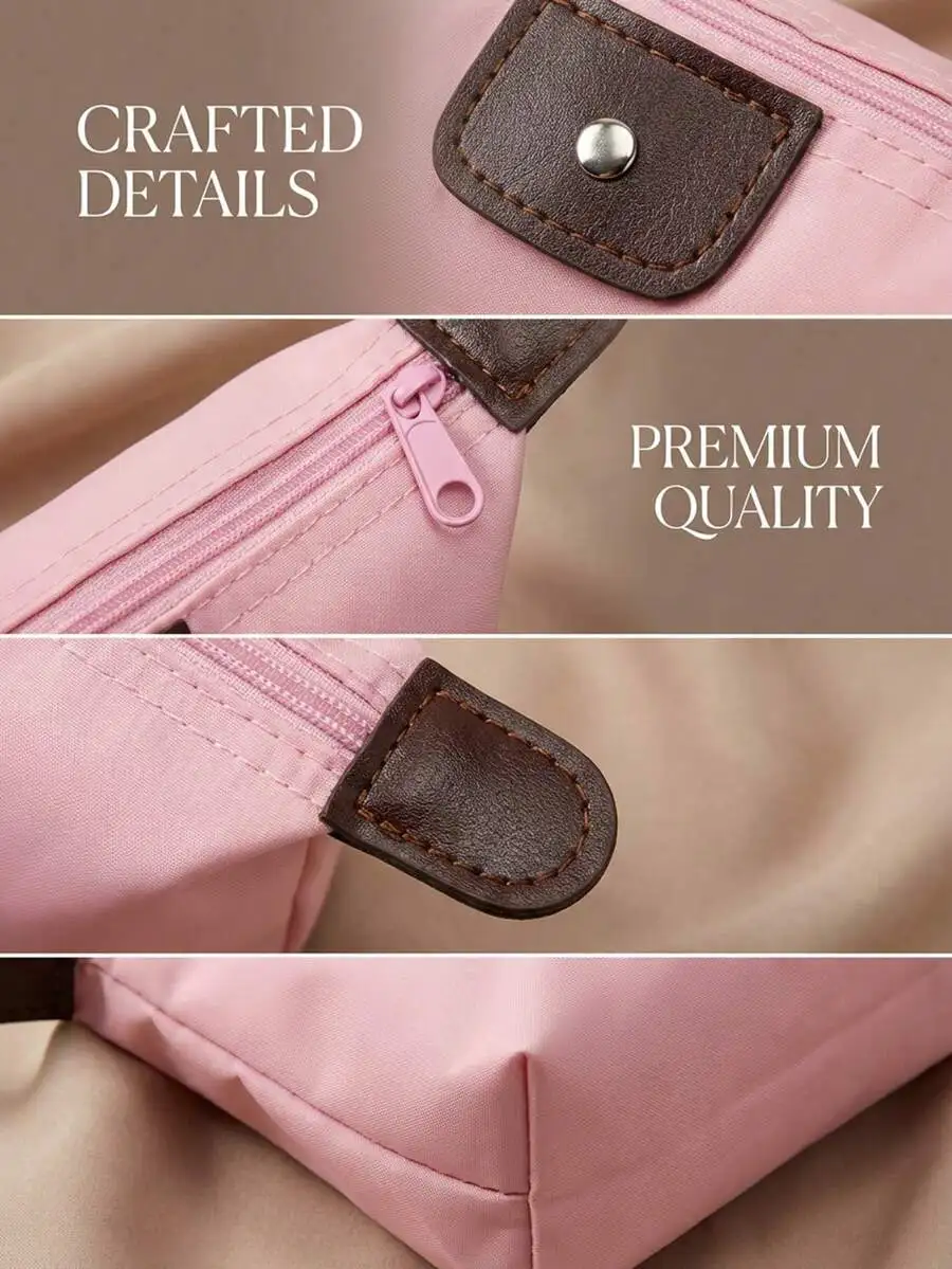 

Foldable Makeup Cosmetic Bag Dumpling Shape Travel Storage Pouch For Women