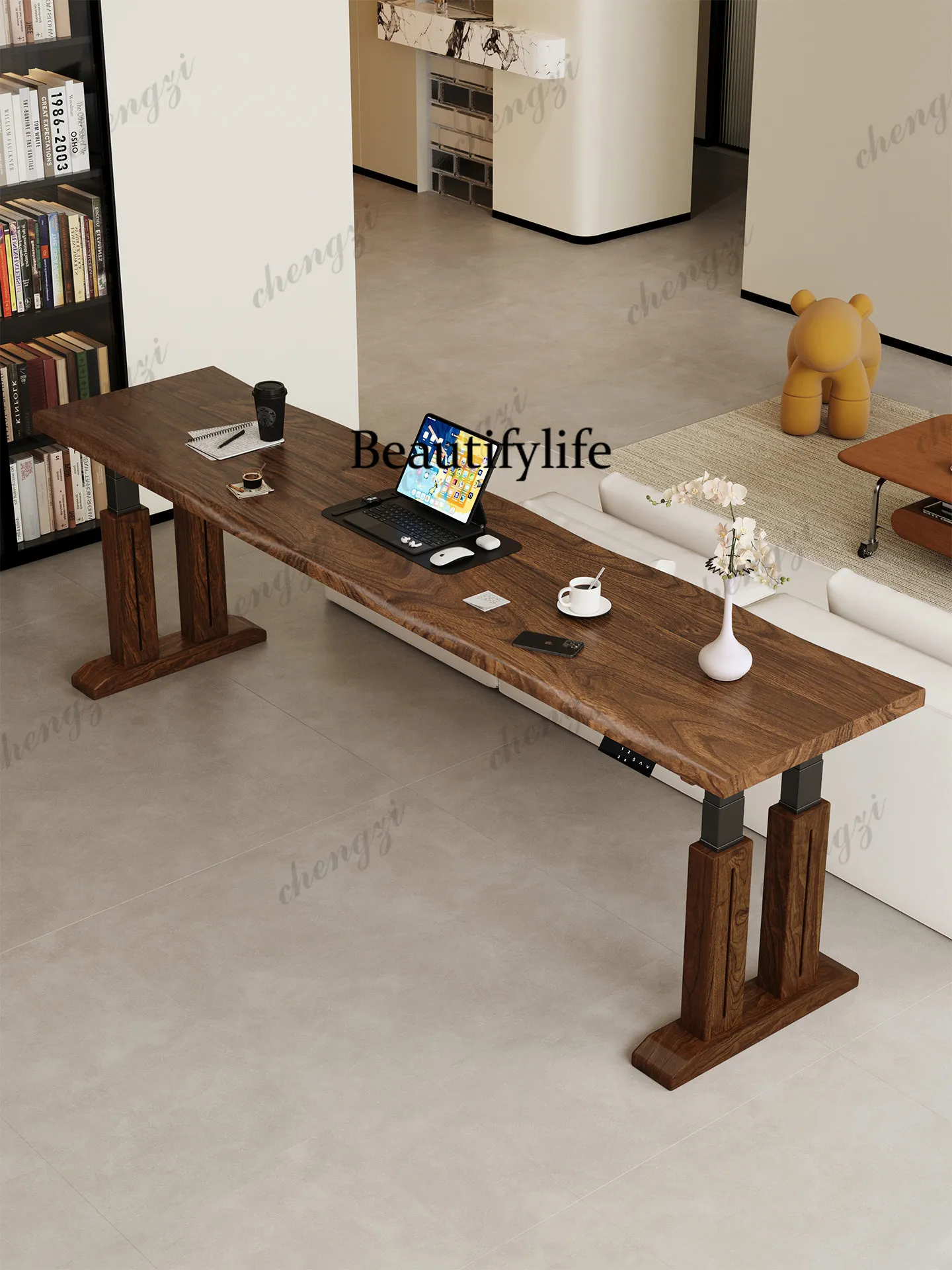 Horizontal hall table, electric lifting table, multi-function after sofa, go to the living room