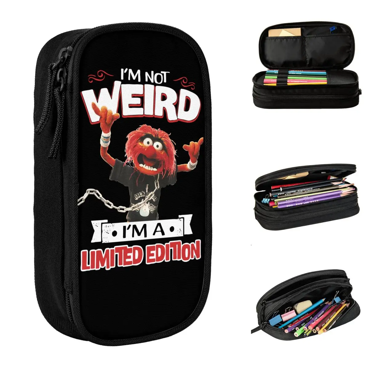 Muppet Show  Rock I'm Not Weird I'm A Limited Edition Pencil Cases Pencil Box Pen Holder Student Bag School Supplies Stationery