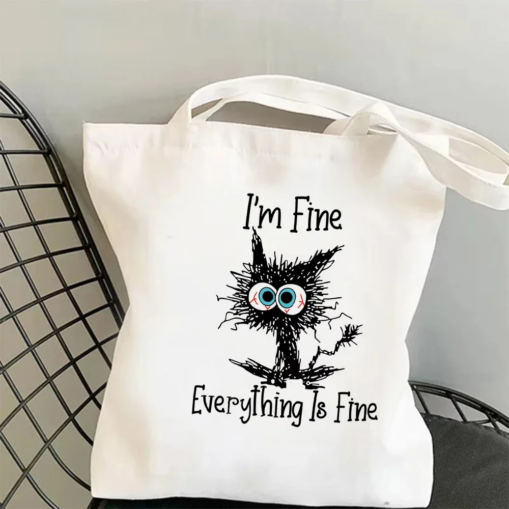 

Cute Cartoon Cat Design Canvas Tote Bag Lightweight and Spacious Handbag Ideal for Grocery Shopping Beach Trips or Work Commute