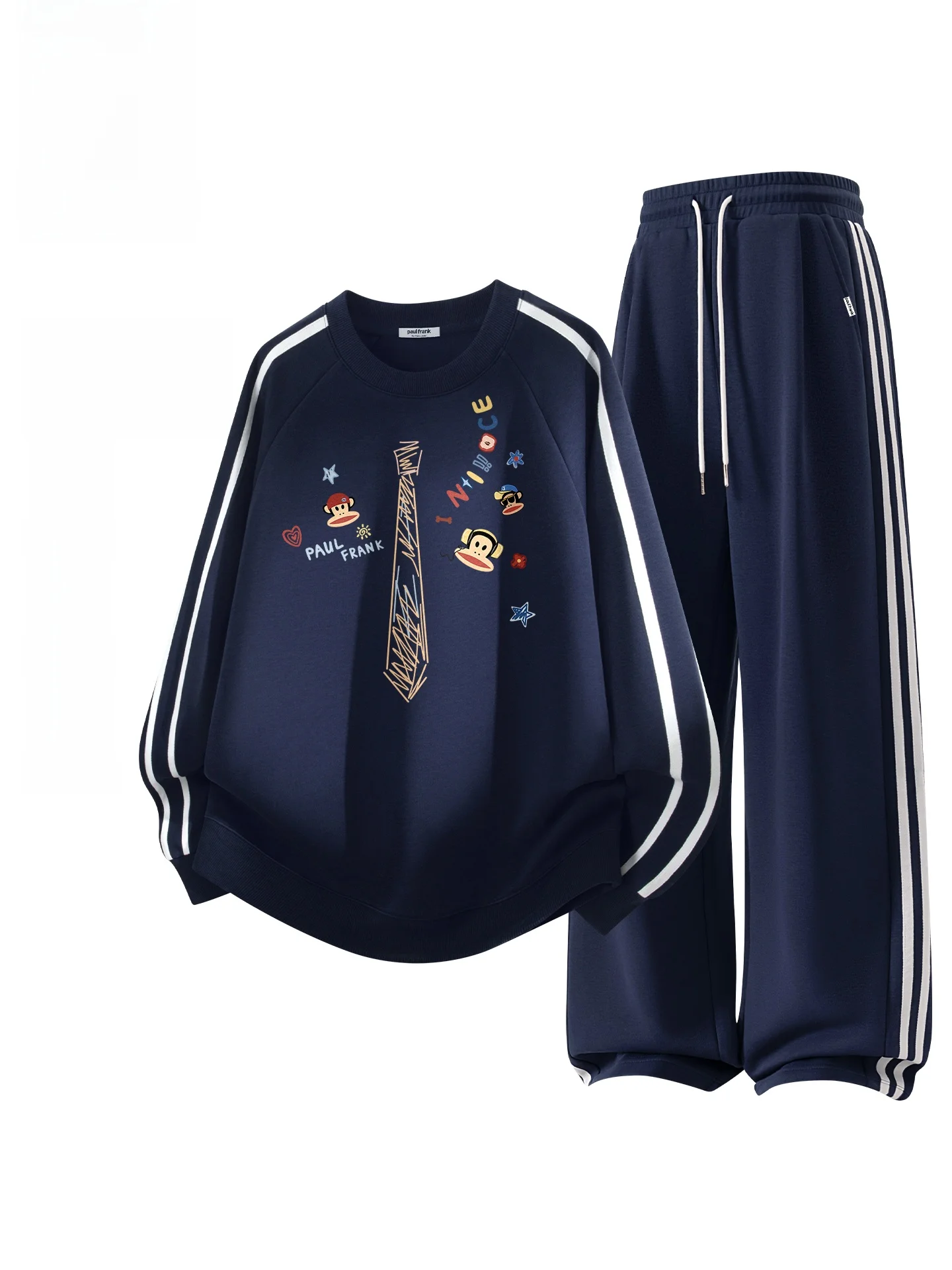 

Sweatirt And Casual Pants Color Blo Print Sports Set Spring New Arrival Couple Cotton Blend Fabric