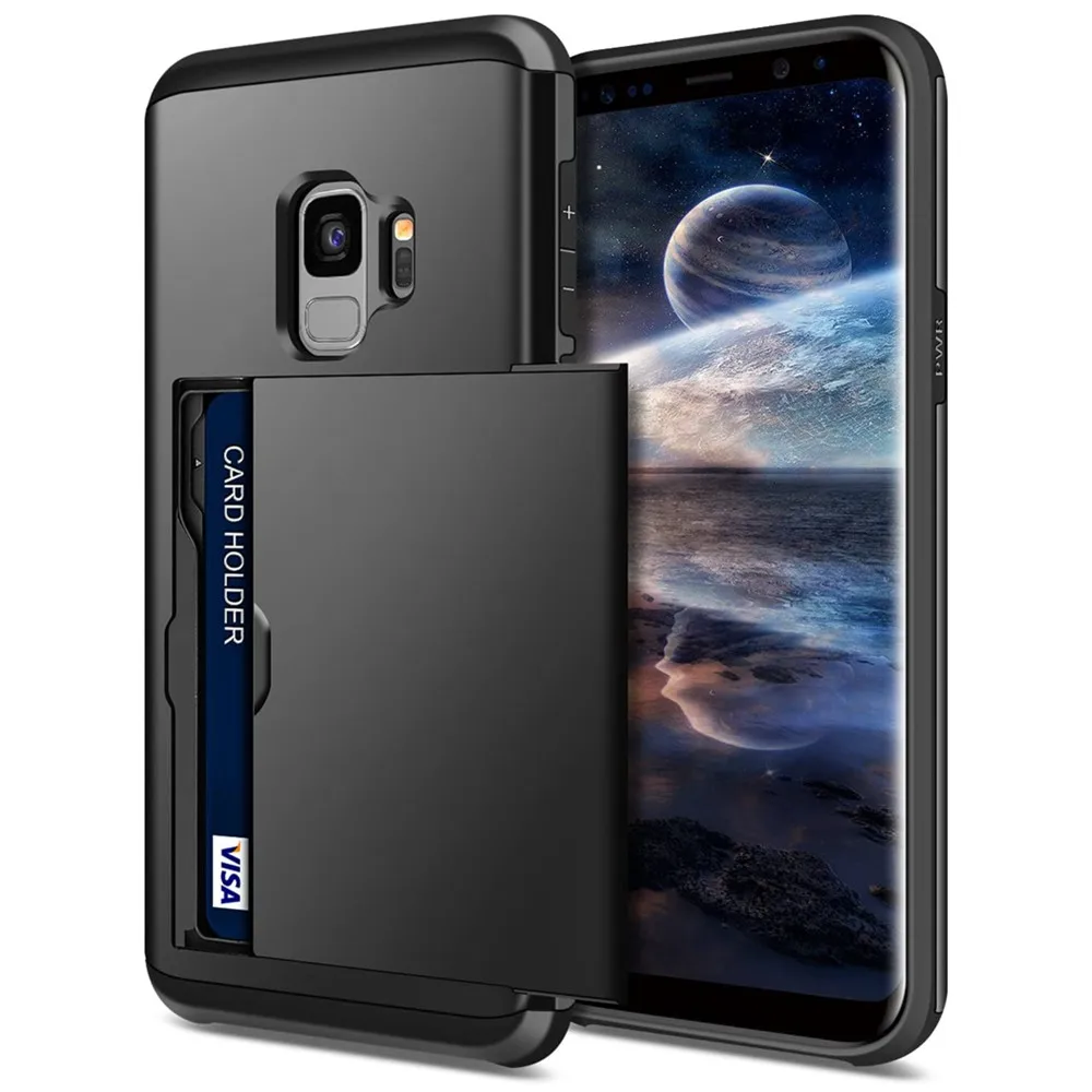 

Protective Credit Card Holder ID Slot Case For Samsung Galaxy S9 S9 Plus SM- G960 G965 Plus Capa for Samsung S9 Plus Coque Funda