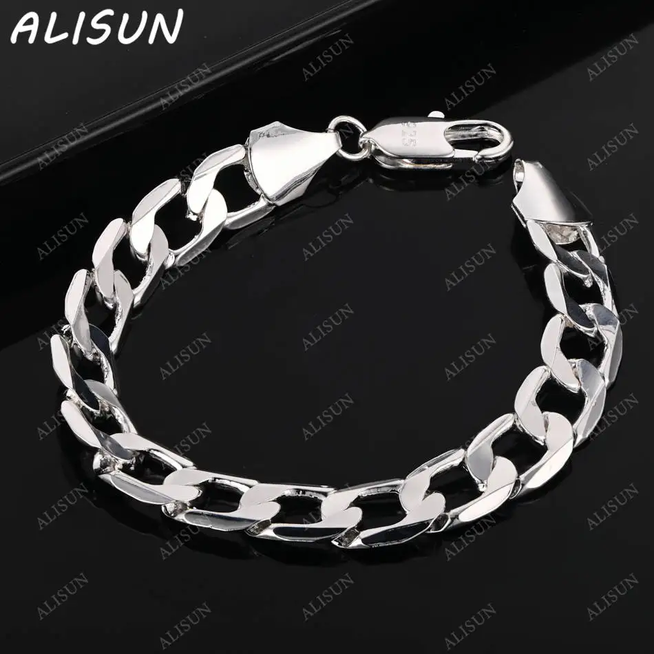 

ALISUN 925 Sterling Silver 10mm Chain Bracelets For Women Creativity Gifts Street All-match Party And Daily Wear