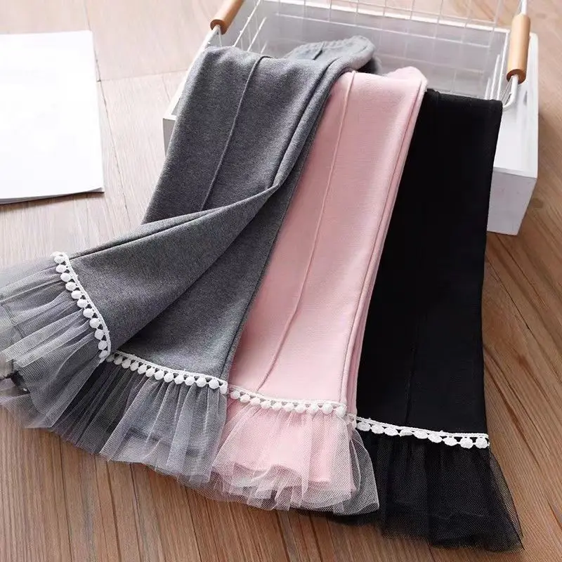 Girls' Spring and Autumn Leggings 2-11Y Children's Outer Pants Baby Micro Trumpet Fashionable Pants