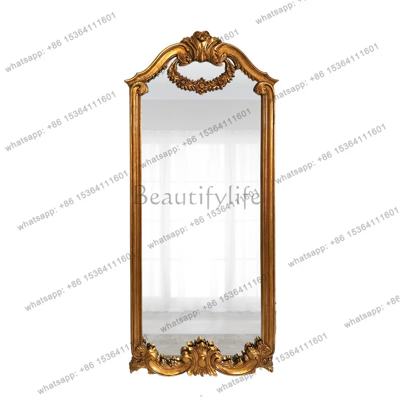 LS French retro dressing clothing store beauty fitting mirror full body Mediterranean luxury floor mirror