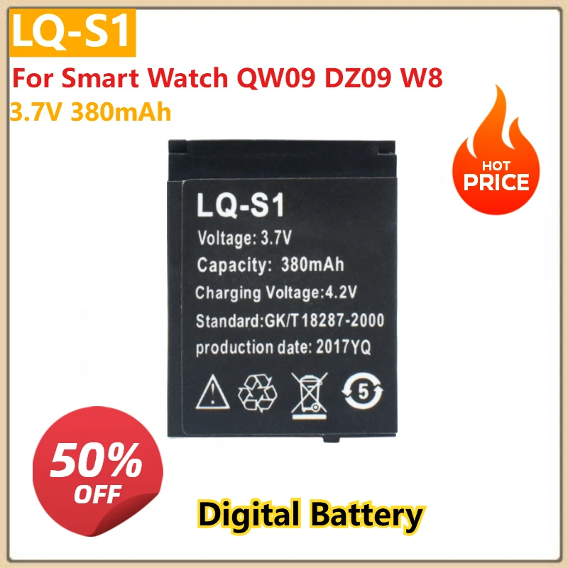 

For Smart Watch QW09 DZ09 W8 LQ-S1 For GTF Smart Watch Battery 3.7V 380mAh GTF Durable lithium Rechargeable Batteries