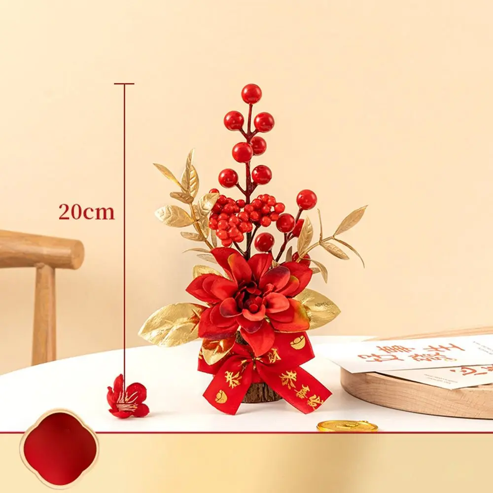 Red Berry Branch Artificial Flowers Plants Pots Best Wishes Good Luck New Year Pots Get Rich Good Fortune Wedding Pots