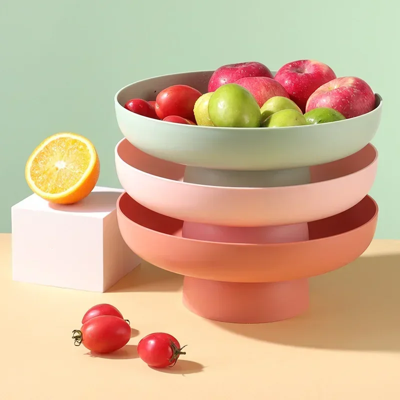 Fruit Dish Round Drain Fruit Basket Modern Style Container for Kitchen Counter Table Centerpiece Decorative Home Decor