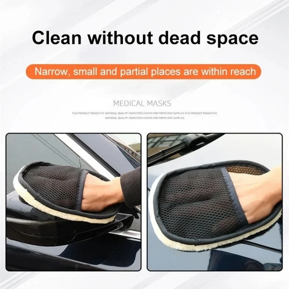 Car Cleaning Tools Imitation Wool Gloves Car Wiping Gloves Narrow Partial Places Within Reach Car paint Wash Tools Accessories