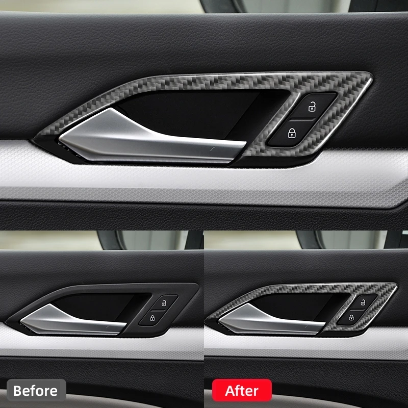 For Volkswagen VW Golf 8 MK8 2020 2021 Auto Inner Door Handle Decoration Frame Trim Cover Carbon Fiber Car Interior Accessories