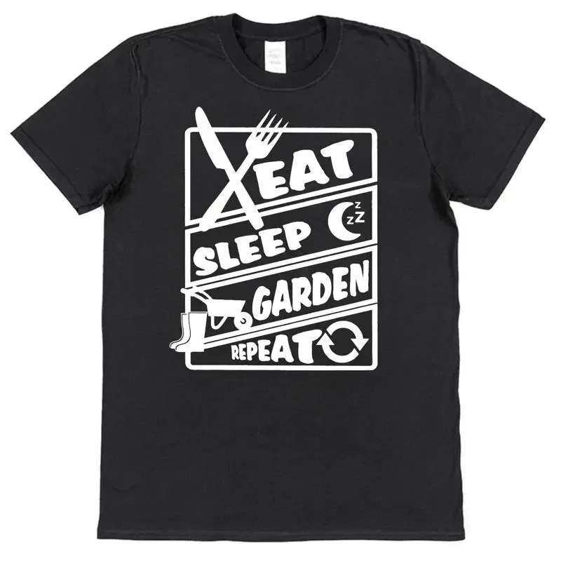 Gardener T Shirt Eat Sleep Garden Repeat Allotment Grower Idea