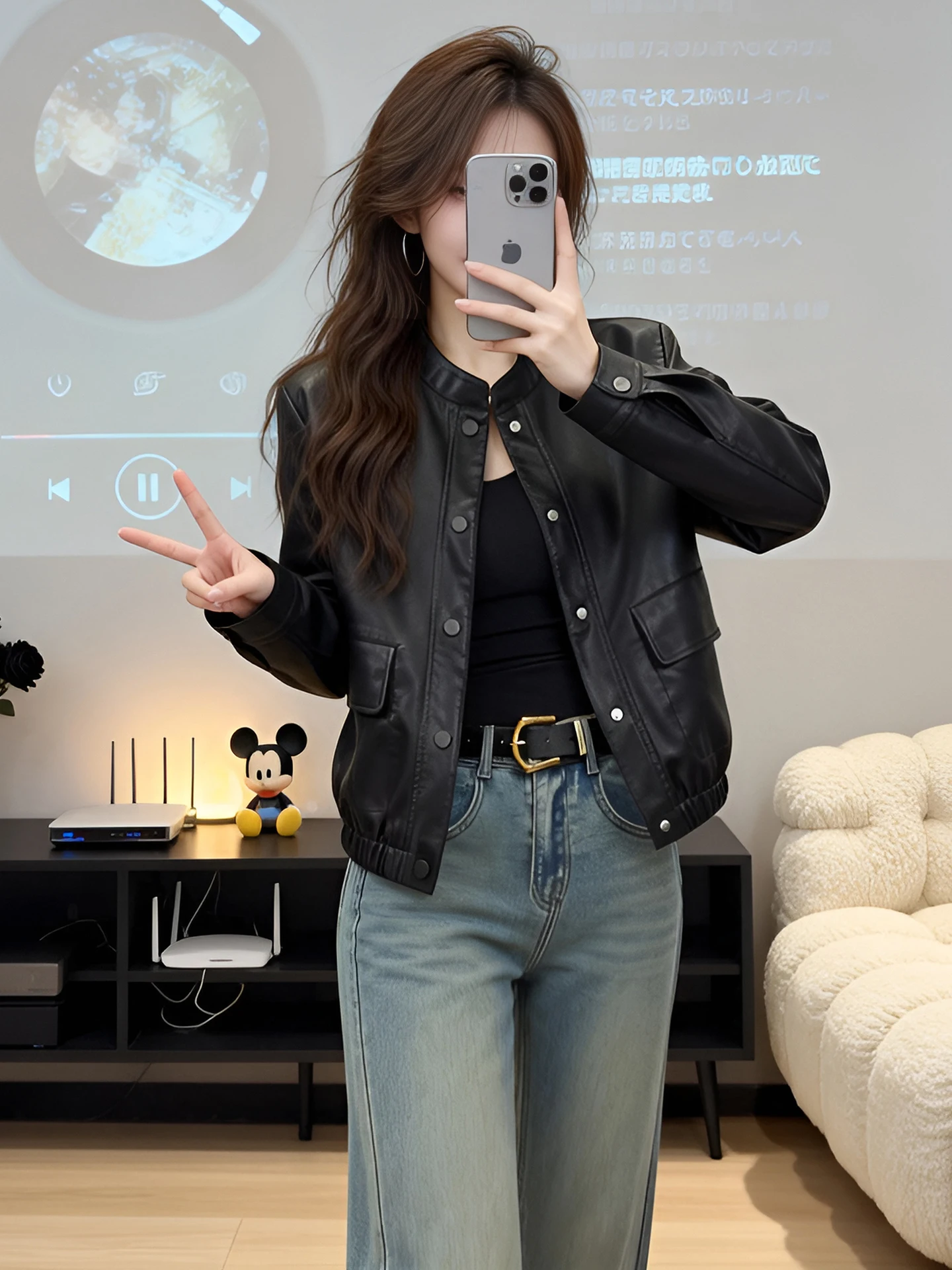 Versatile Retro Stand Collar Short Leather Jacket Women's 2026 Spring New Style Motorcycle Jacket Top PU Leather