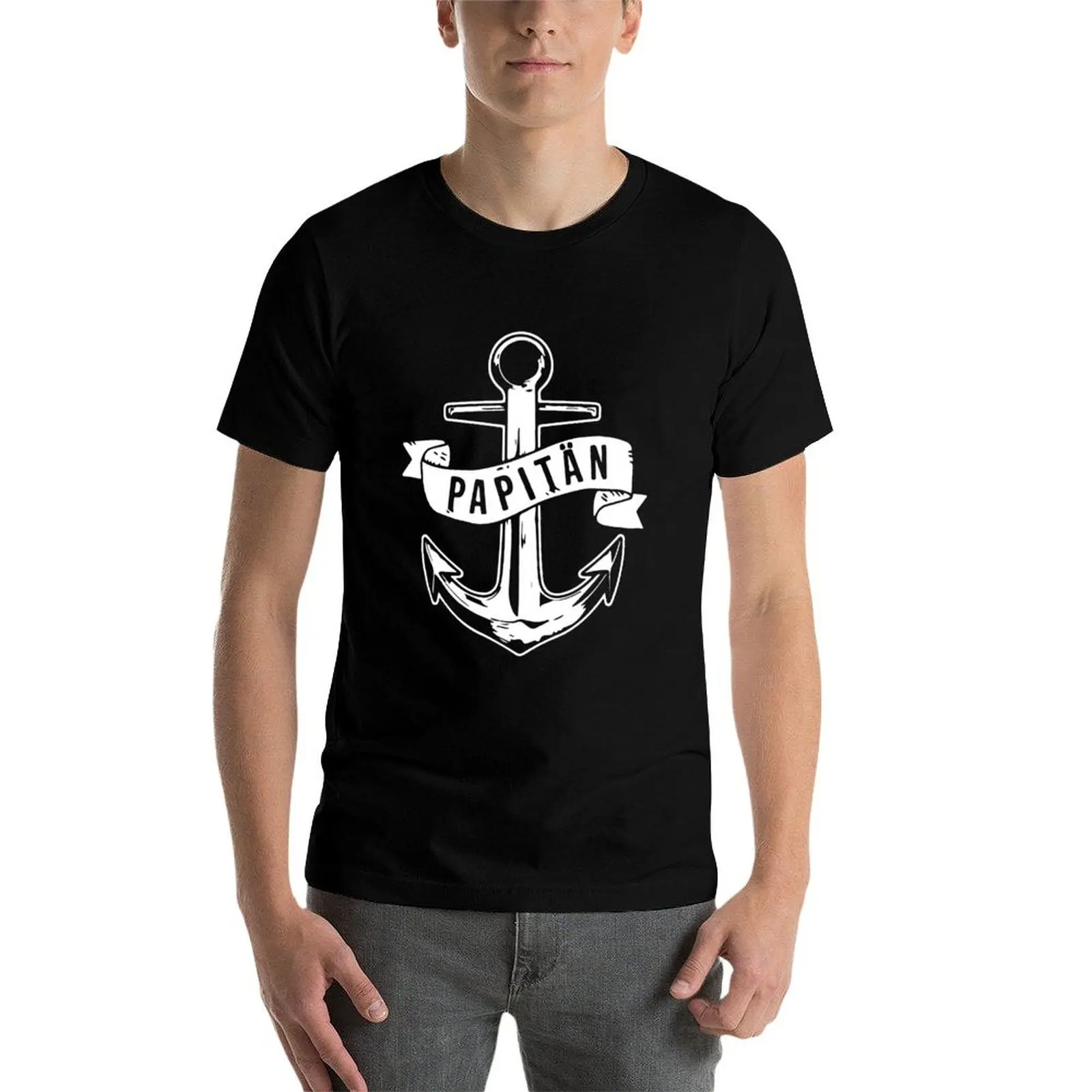 Herren Papit?n Papa und Kapit?n Lustiges Anker Motiv Vatertag T-Shirt shirts graphic fashion shirts summer top Men's clothing