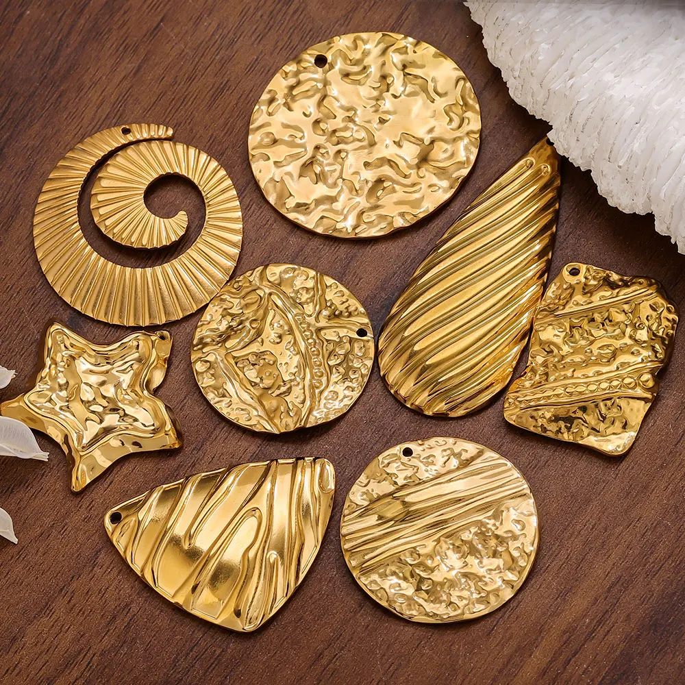 

5pcs Stainless Steel Charms Gold Large Water Drop Circle Pendant Connectors for Earring Necklace Making Jewelry Findings Craft