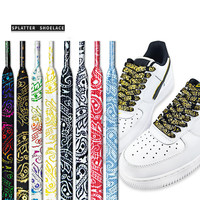 Flat Shoe Laces Cashew Flower Shoelaces for Sneakers Gilding Hand-painted Sports Casual Basketball Tennis Shoelace Shoestrings