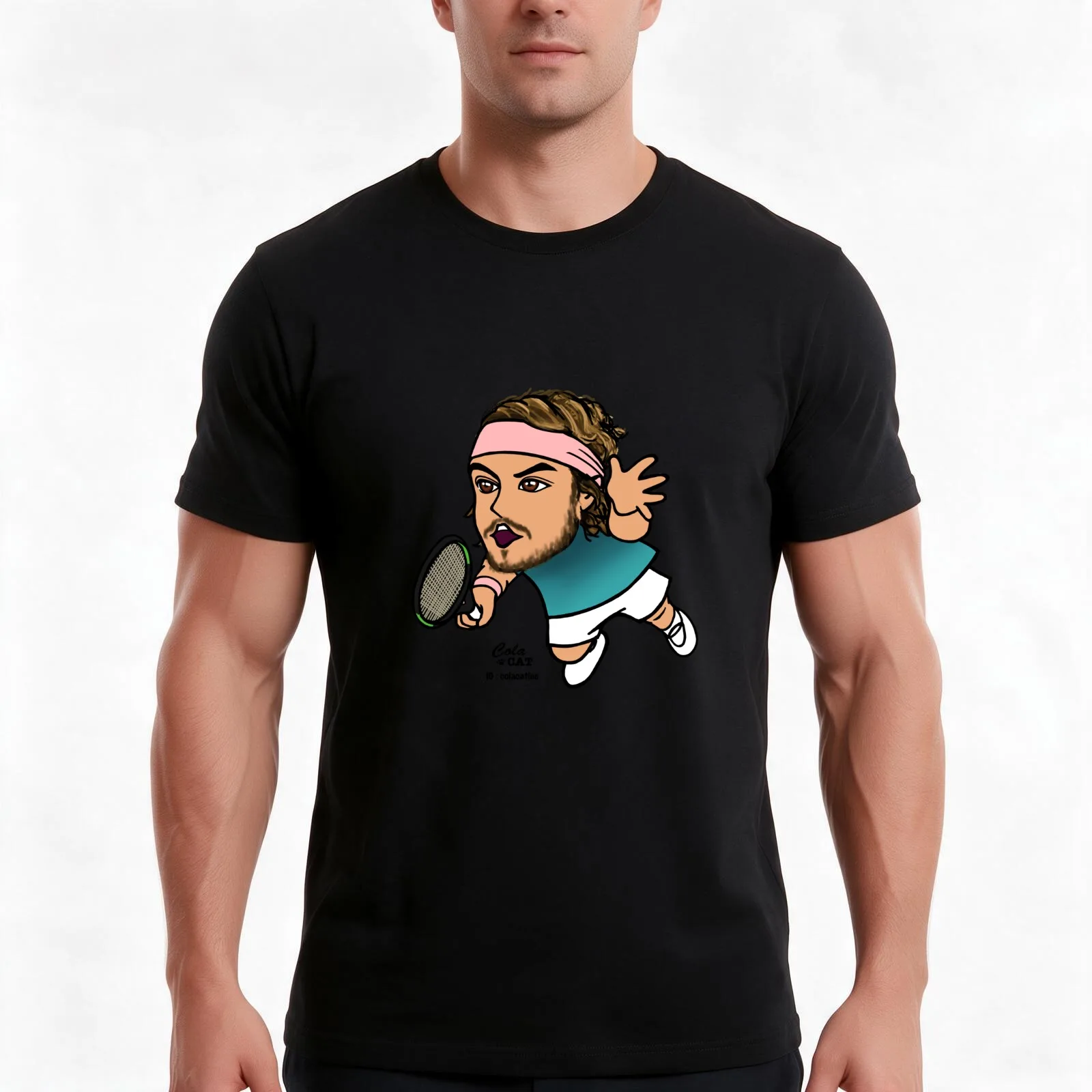 Stefanos Tsitsipas T-Shirt, Summer Casual Cotton Tee, Oversized Streetwear Tops, Vintage Graphic Print, Loose Fit Short Sleeve