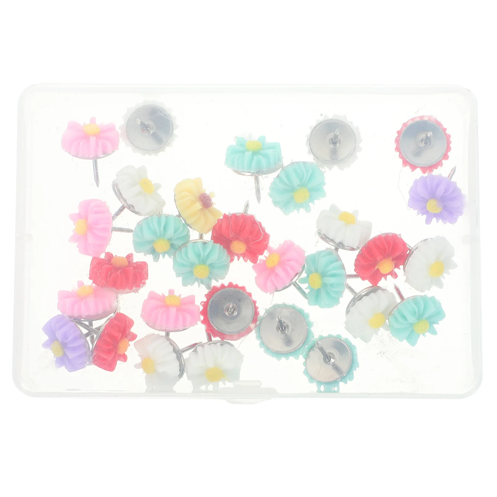 30Pcs Colorful Epoxy Flower Push Pins Decorative Thumbtacks for Bulletin Board Home Office School Map Memo Safety DIY Pins