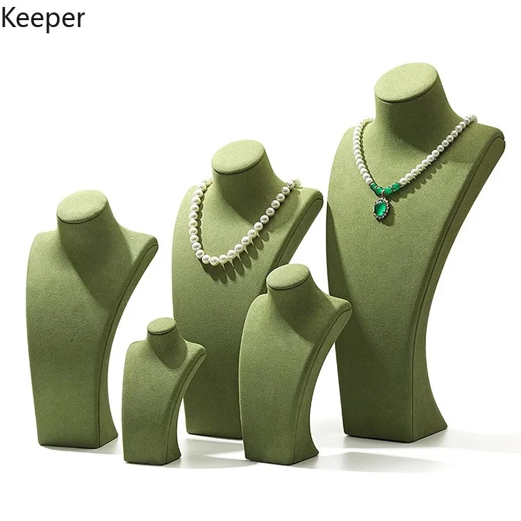 Luxury Mannequin Neck Form Stand, Microfiber Necklace Display Rack, Live Show Prop & Store Counter Organizer