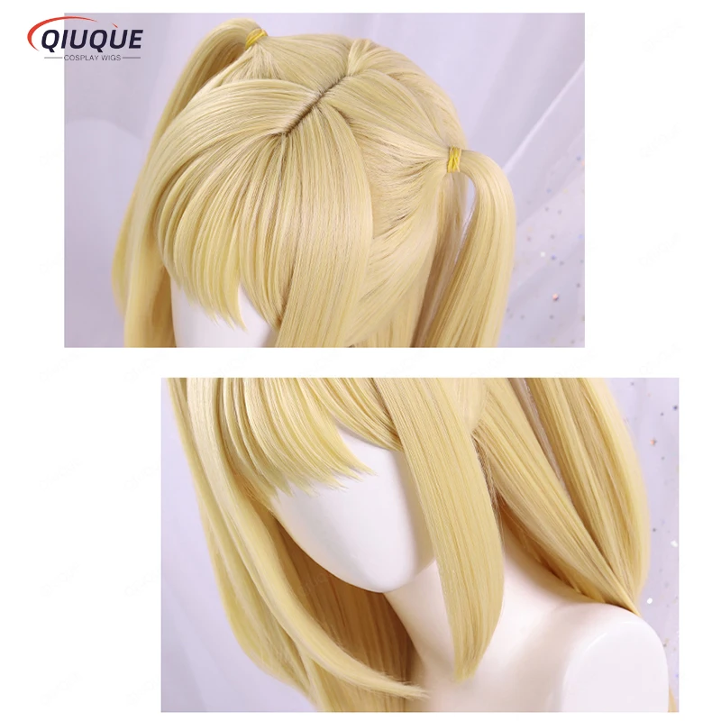 Anime MisaMisa Cosplay Wig Misa Amane Long Blond Double Tails Heat Resistant Hair Hallowen Party Wigs + Wig Cap