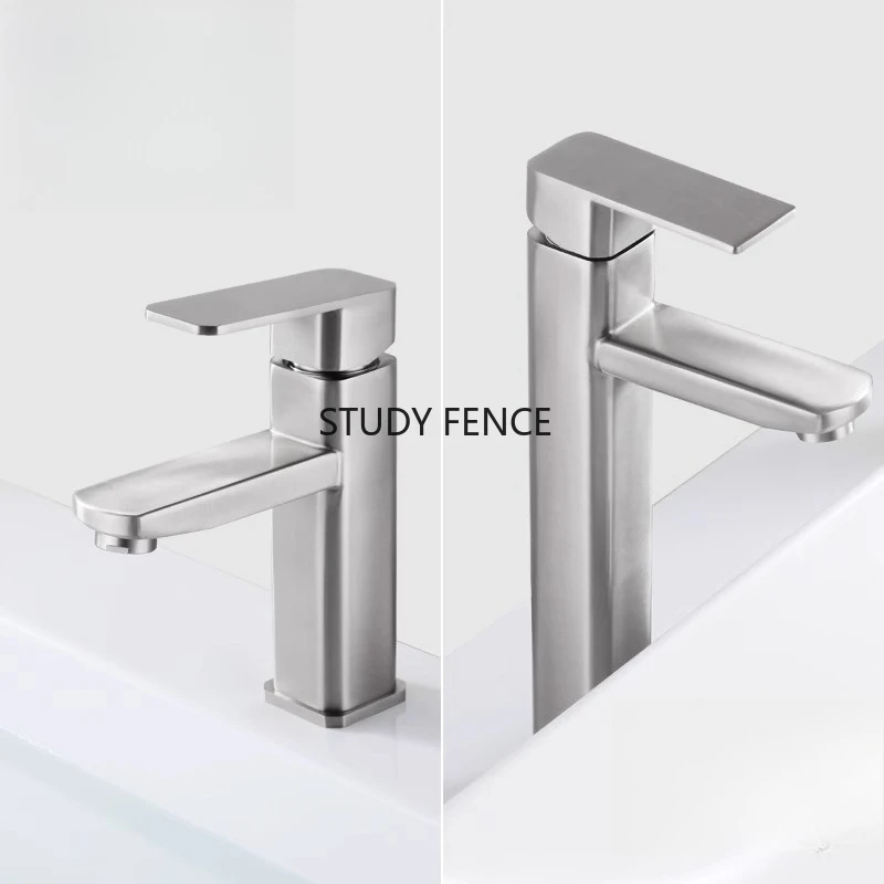 

1 шт., смеситель для умывальника из нержавеющей стали 304, одинарный охлаждающий смеситель из нержавеющей стали, аксессуары для кухонной столешницы, бытовая фурнитура