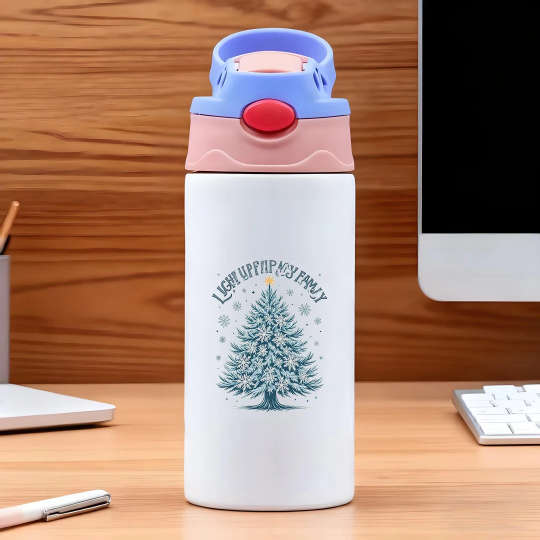 304 스테인리스 스틸 보온컵, 정교한 크리스마스 트리 패턴 빨대컵, 어린이 물병, 크리스마스 선물, 따뜻한 가족을 위한 선물