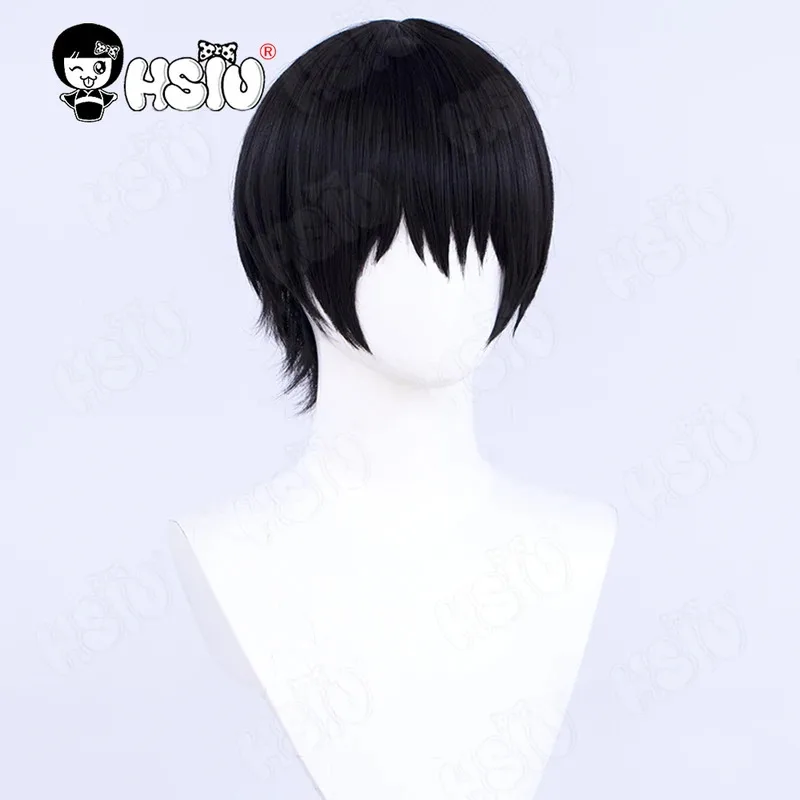 Fuuko Izumo 코스프레 가발 애니메이션 Undeadunluck 코스프레 가발 HSIU 30cm 검은 짧은 머리 합성 가발 + 가발 모자