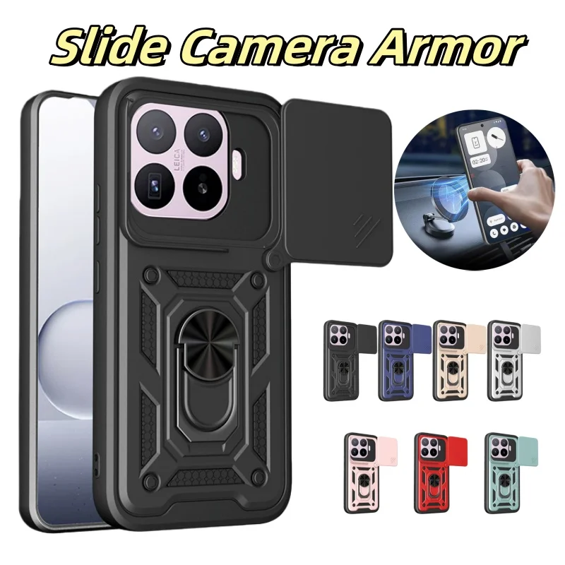 

Armor Funda Para For Xiaomi 17T Mi 17T Pro 5G Slide Camera Lens Protector Phone Case For Mi17T 17TPro Magnetic Ring Holder Cover