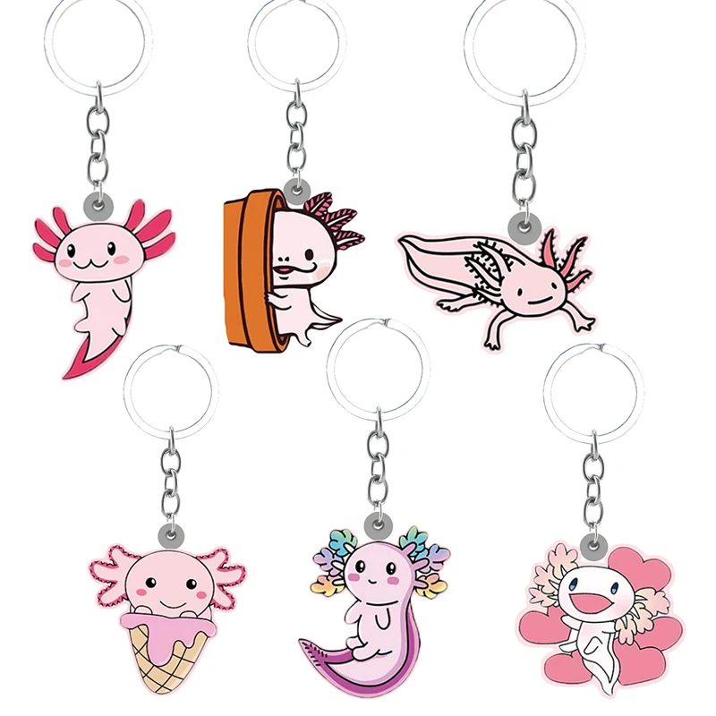 

12 Styles Axolotl Keychain Acrylic Pendant Kawaii Pet Animal Keyring for Women Kids Bag Charms Jewelry