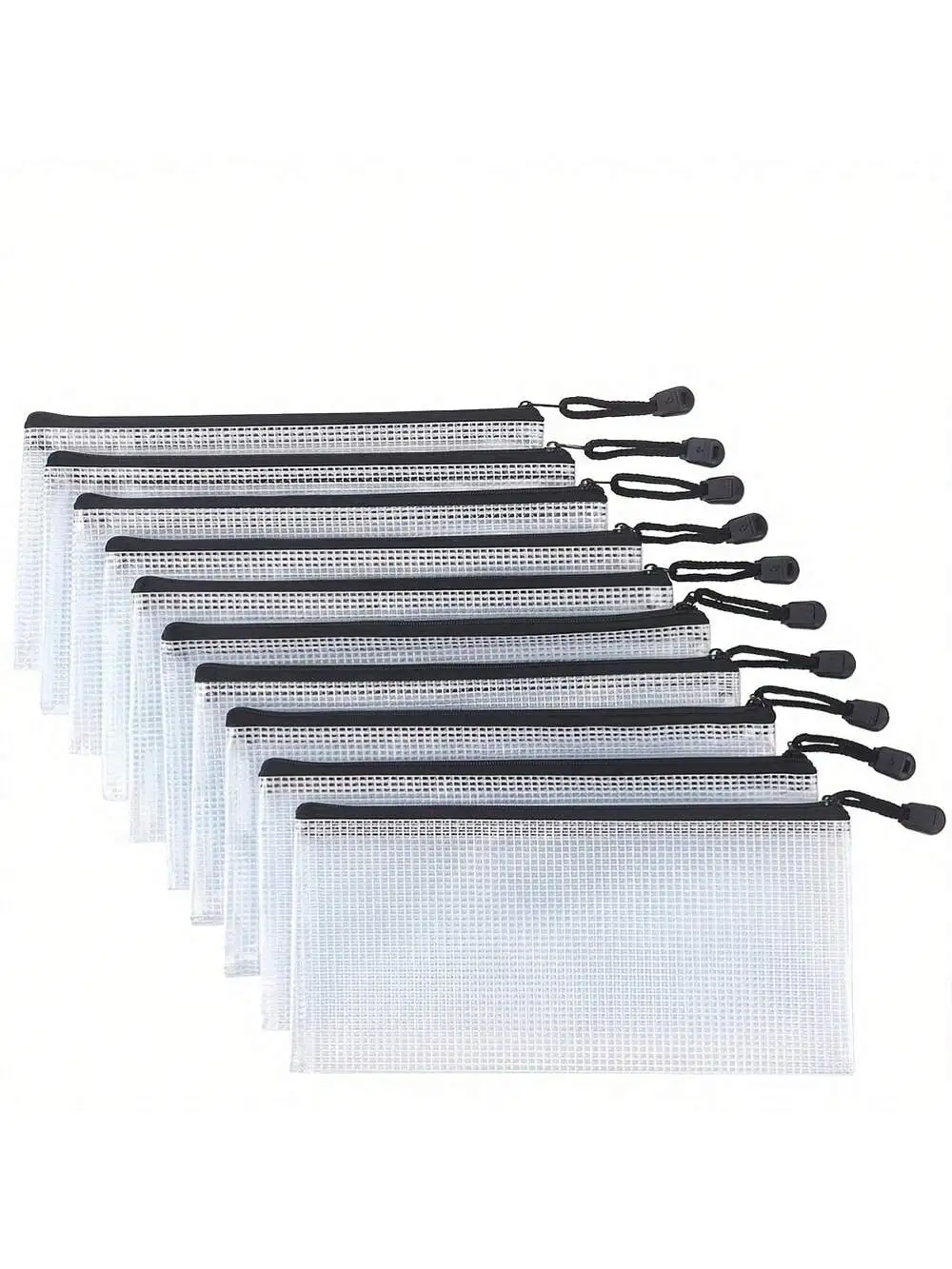 

PVC Mesh Zipper Bags - Waterproof Pencil Pouches for School & Office Documents, Durable Size 9x4.3 Inches