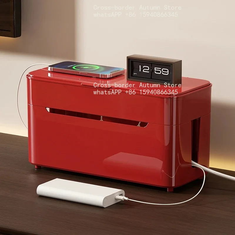 charging cable storage box desktop data cable organization box with lidcompartments and cable management box