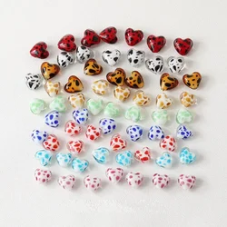 4PCS Heart Shaped Glass Beads Love Pendants Charms for Jewelry Making Necklace DIY Hand Made Supplies Accessories