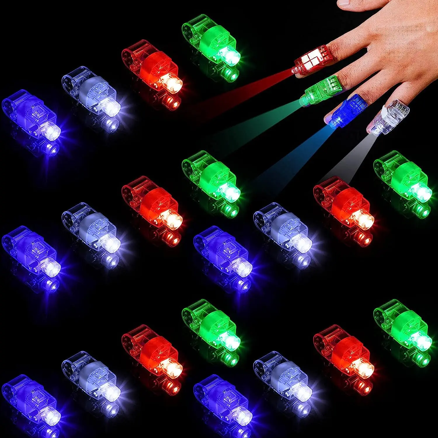 60pcs LED Laser Finger Ring Fingerlights LED Finger Lights Plastic Flashing Light Up Ring Finger Lights for Kids Halloween Raves