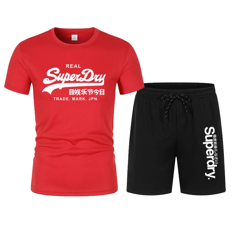 UK Superdry Ultimate Dry Summer Casual Męski szybkoschnący zestaw sportowy Męska siateczkowa oddychająca koszulka z krótkim rękawem Spodnie