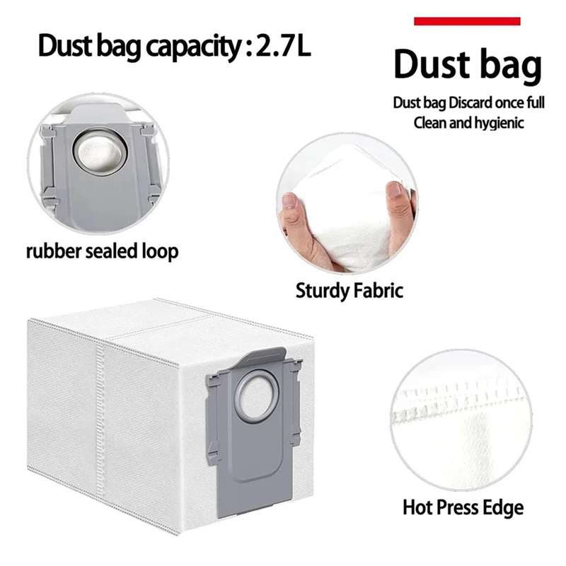

ABMH-8X Compatible For Roborock Qrevo Curv / P20 Pro Robot Vacuum Replacement Parts Hepa Filter Mop Cloth Dust Bag
