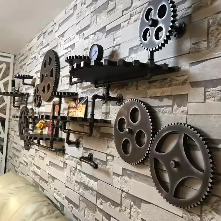 

Retro Gear Wall Decor American Industrial Wall Ornament Loft Style Iron Art Display for Cafe or Bar Background Wall