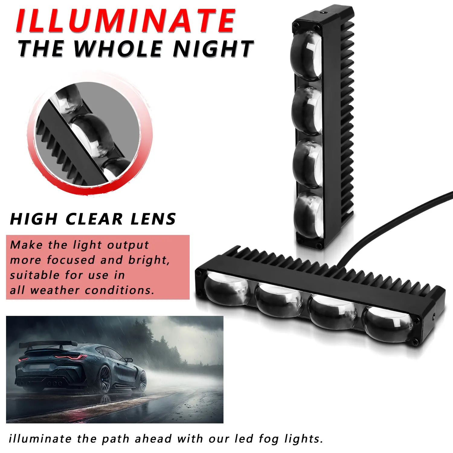 MONDEVIEW 2pcs 5-inch S24 Car Dual Light Grille Spotlights Flat Convex Lens Grille Lights for Off-Road Vehicle SUV ATV - Image 5