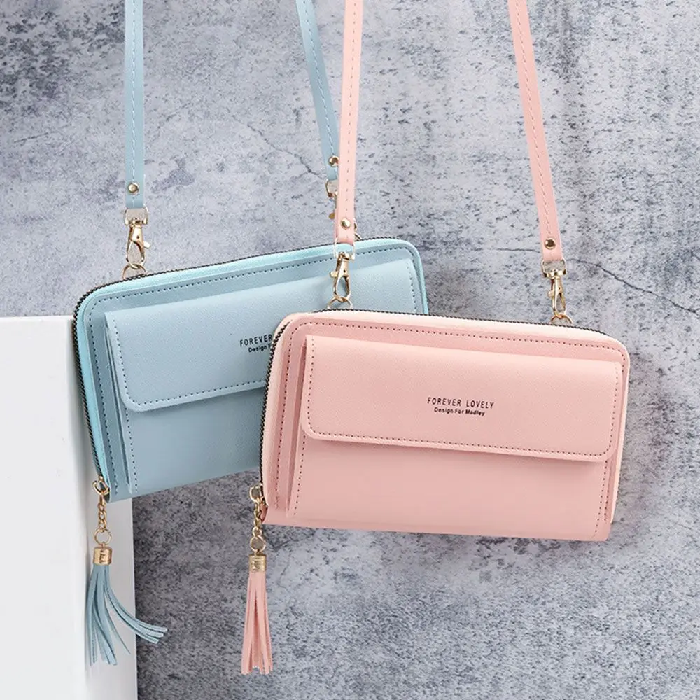 Women Shoulder Strap Bag Multifunction Long Wallet Fashion Tassel Handbags Card Holder Ladies Small Crossbody Cell Phone Bag