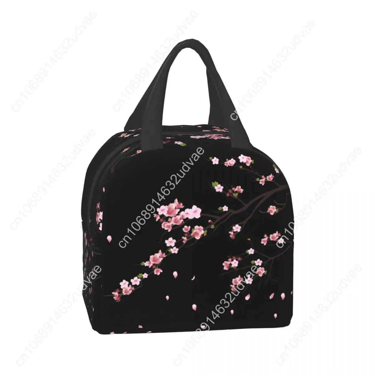 Japanese Sakura Branch Insulated Lunch Bag for Women Portable Waterproof Flower Floral Cherry Blossom Cooler Thermal Bento Box