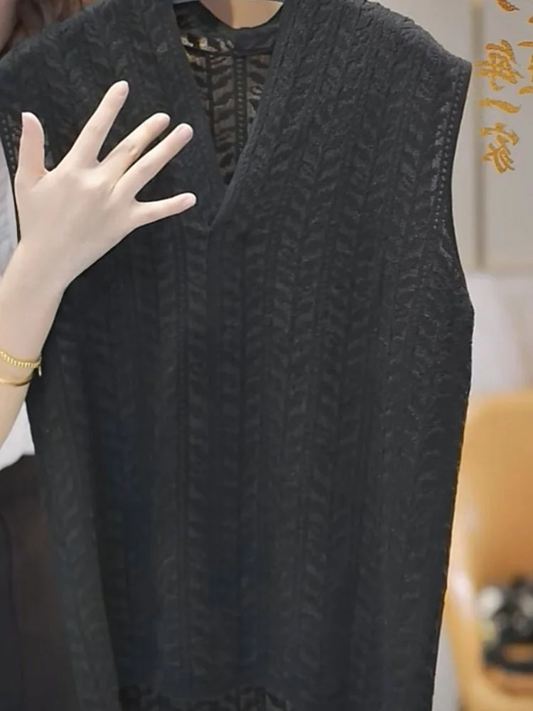 Slimming  Color Base Layer irt Casual Knitted Top Faionable Svel Vest Trendy Upper Apparel Anti-aging Layering