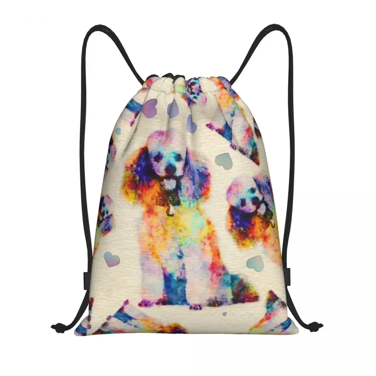 Custom Color Splash Poodle Dog Drawstring Backpack Bags Men Women Lightweight Pet Animal Gym Sports Sackpack Sacks for Traveling