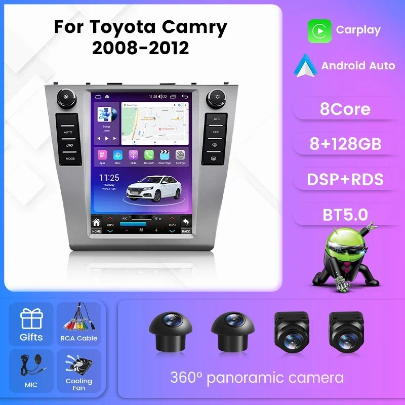 autoradio android stile Tesla per Toyota Camry 6 XV 40 50 2006 - 2011 sistema intelligente per auto lettore multimediale Navigazione GPS Carplay