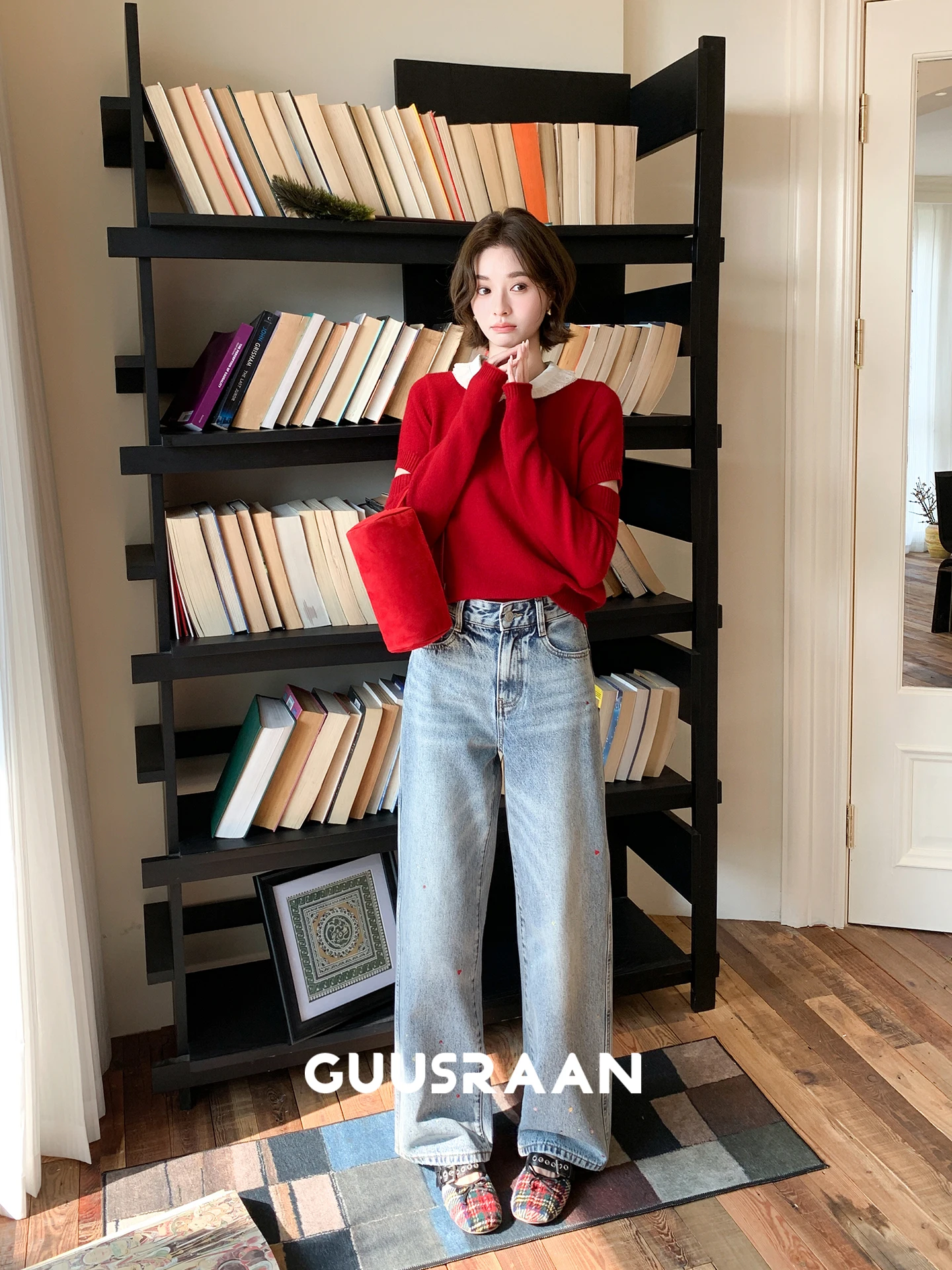 

Синие джинсы-скинни женские, свободного кроя, из хлопкового денима, с высокой талией, прямые штанины, весенняя модная повседневная одежда премиум-класса для женщин