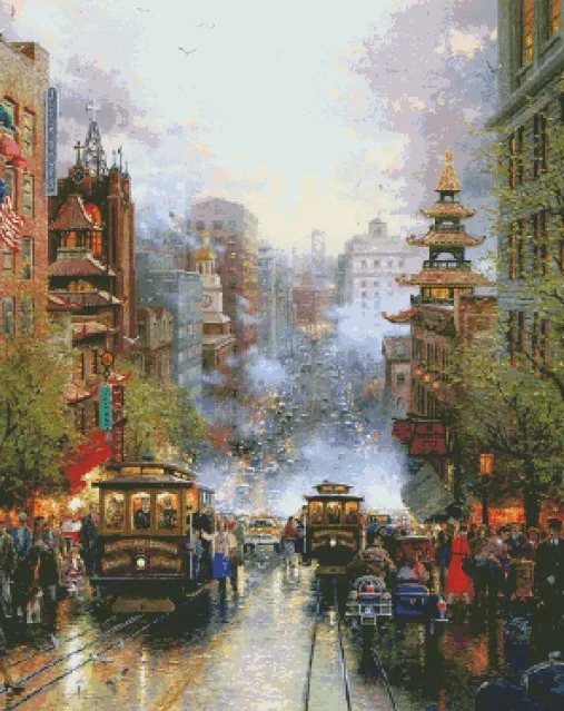 

Oil Painting Street Scenery Sewing kit 16CT 14CT Unprinted Cross Stitch Kits Embroidery Art DIY Handmade Needlework Home Decor