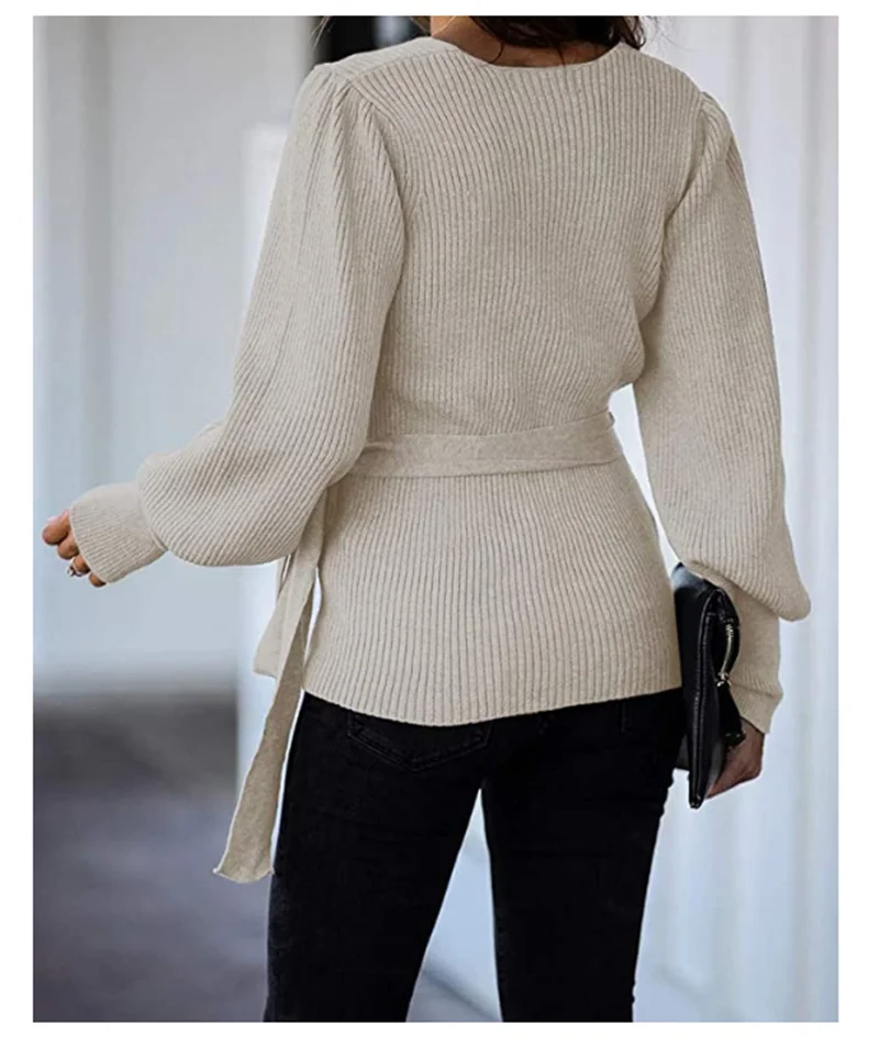 2024 New Autumn Winter Knitted Sweater Women V-neck Slim Pullovers Sweater Ladies Wrap Sweaters Female Casual Sweater Jumper