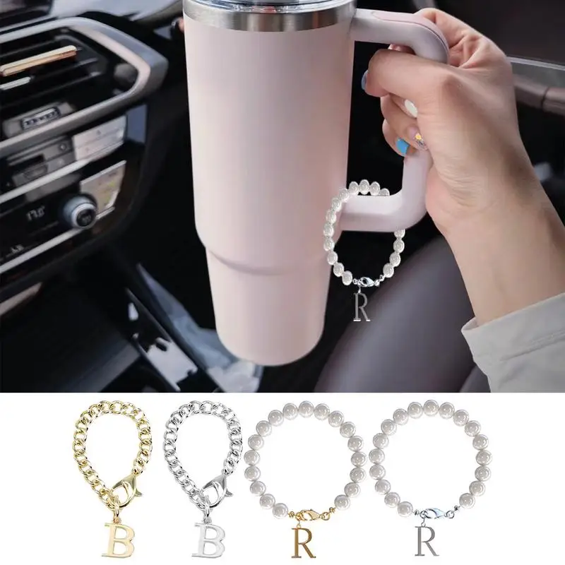 Letter Charm Accessories For Cup 26 Letters Design Rearview Mirror Pendant Stainless Car Keys Pendant Stylish Car Keys Decor