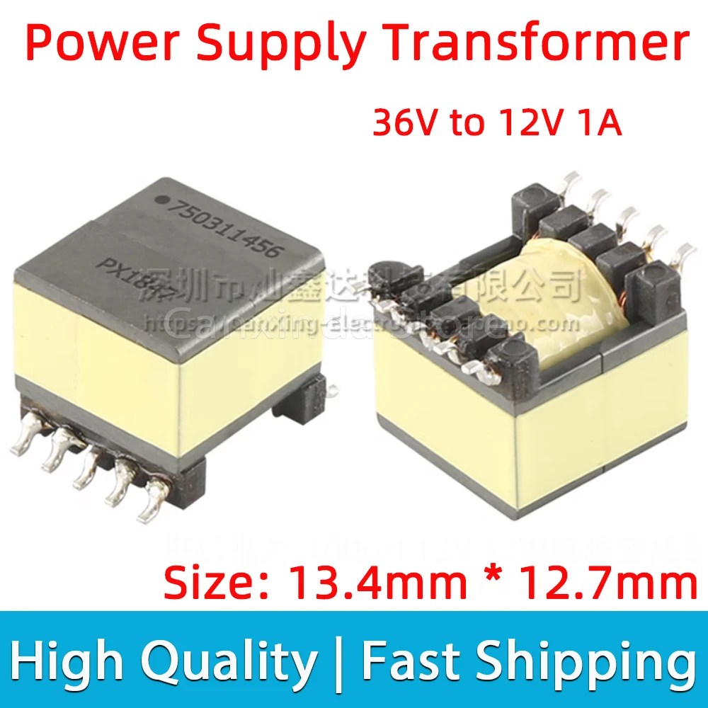 2pcs EP13 Type 750311456 SMD POE Flyback Transformer 36V to 12V 1A 100uH 12W Switching Power Supply Transformer