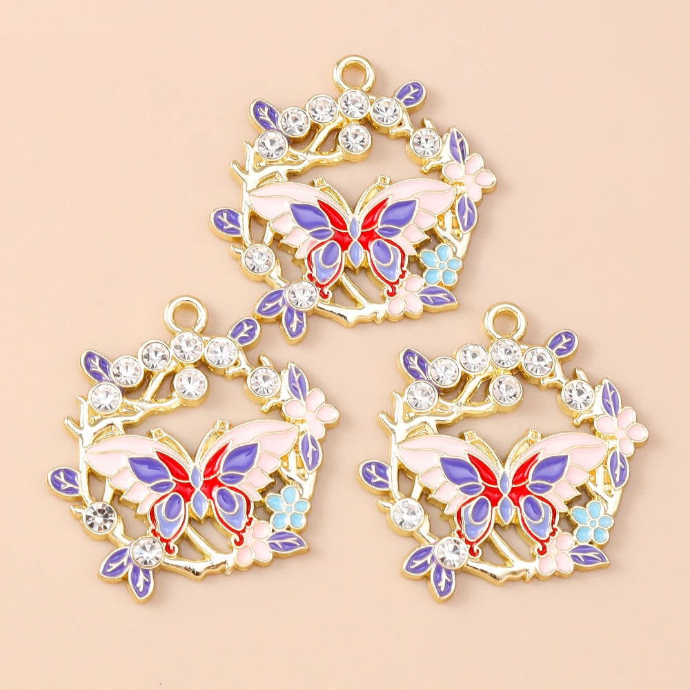 Leslie 10 stücke Neue Exquisite Blume Schmetterling Charms Emaille Schmetterling Anhänger Für Frauen DIY Halskette Ohrringe Schmuck Geschenke – Detail 4