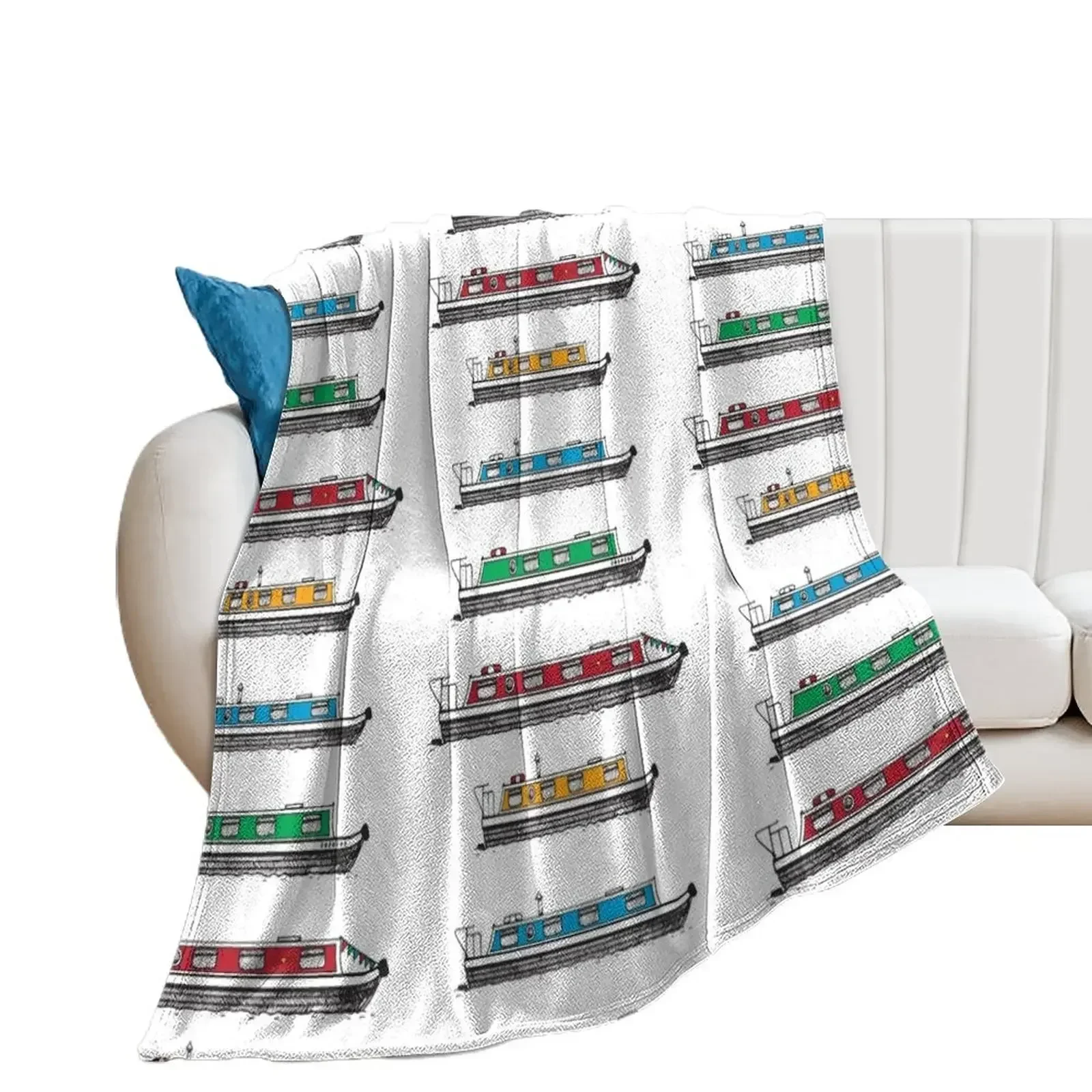 Narrow Boat,Narrow Boats, Canals, Barge, Illustrated Tribute Throw Blanket Baby Camping Moving Hair Blankets