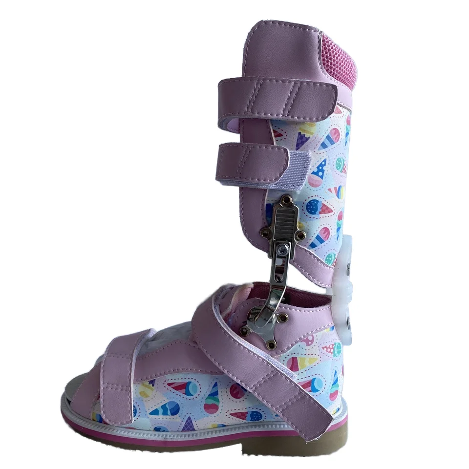 Orthopedic High Ankle Leather Sandals For Children Non-Slip Flat Feet Correction Shoes With Orthotics For Hemiplegia